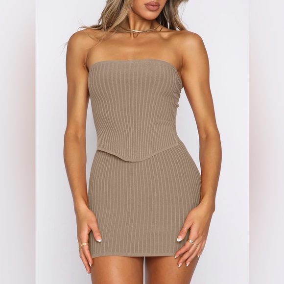 ANRABESS Women's Two Piece Outfits Skirt Bandeau Crop Tops Short Mini Dresses - Picture 6 of 9